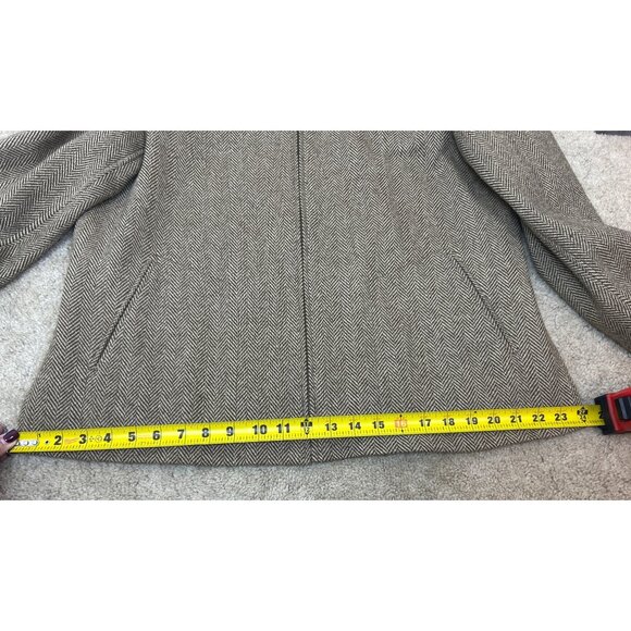 Lauren Ralph Lauren Wool Tweed Jacket 16 Brown Herringbone Full Zip Old Money - Picture 10 of 12